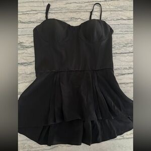 Elegant Black Spaguetti straps peplum top